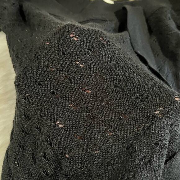 NEW Arden B. Wool Open Weave Knit Patterned Bow Tie Boatneck Fitted Sweater NWT - Picture 9 of 12